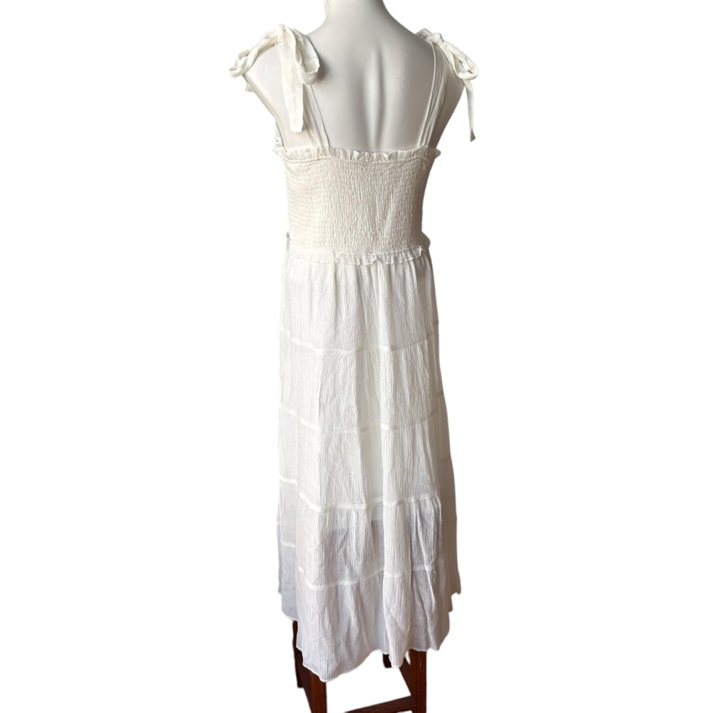 Talulah White Smocked Maxi Dress Shoulder Ties, Sz L - Picture 6 of 14
